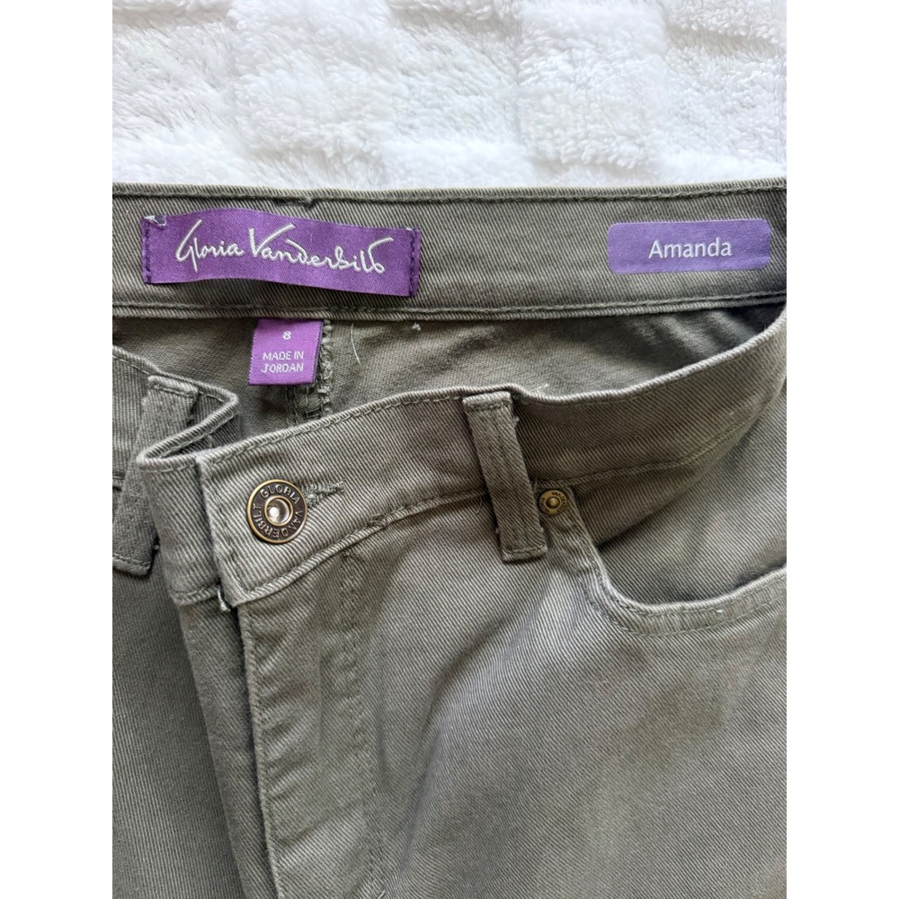 Gloria Vanderbilt Amanda Jeans Women Olive Green High Rise Tapered Leg Pants -8 - Picture 3 of 9